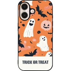 Coque iPhone 16 - Silicone rigide noir Halloween 2025 Trick treat