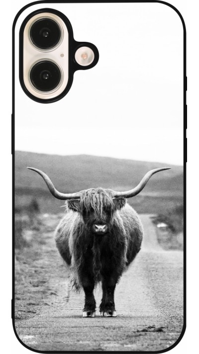 iPhone 16 Case Hülle - Silikon schwarz Highland cattle