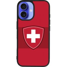 Coque iPhone 16 - Silicone rigide noir Hockey World Championship Ecusson Suisse