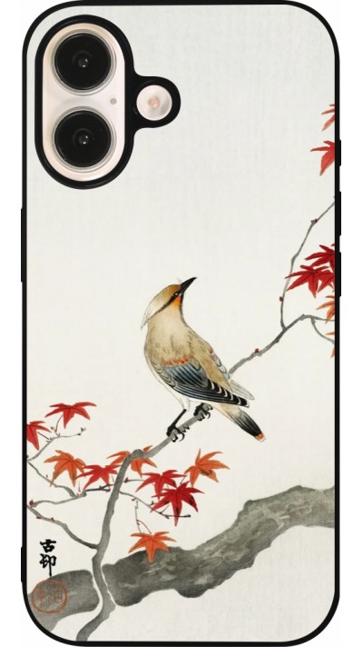 iPhone 16 Case Hülle - Silikon schwarz Japanese Bird
