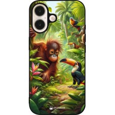 iPhone 16 Case Hülle - Silikon schwarz Tropischer Dschungel Tayrona