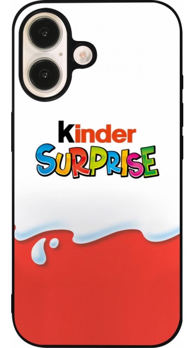 Coque iPhone 16 - Silicone rigide noir Kinder Surprise