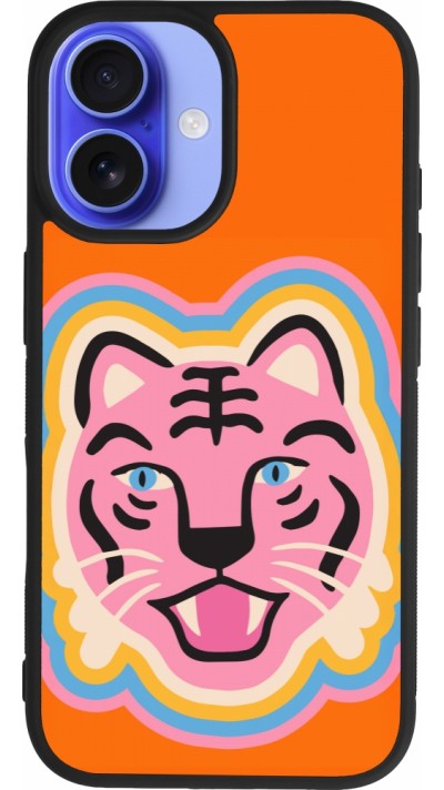 Coque iPhone 16 - Silicone rigide noir Lion colors 2026