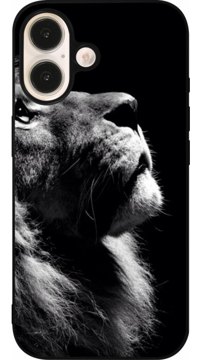 iPhone 16 Case Hülle - Silikon schwarz Lion looking up