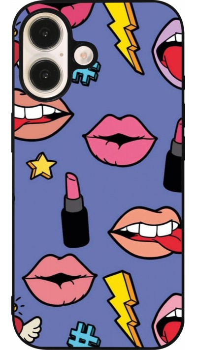 iPhone 16 Case Hülle - Silikon schwarz Lips and lipgloss