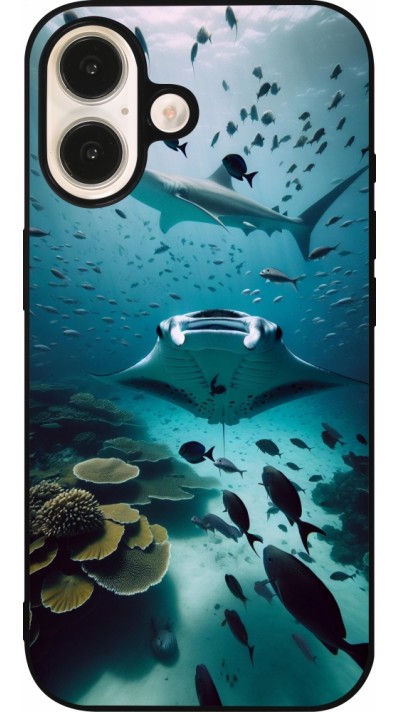 iPhone 16 Case Hülle - Silikon schwarz Manta Lagune Reinigung