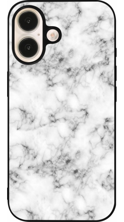 iPhone 16 Case Hülle - Silikon schwarz Marble 01