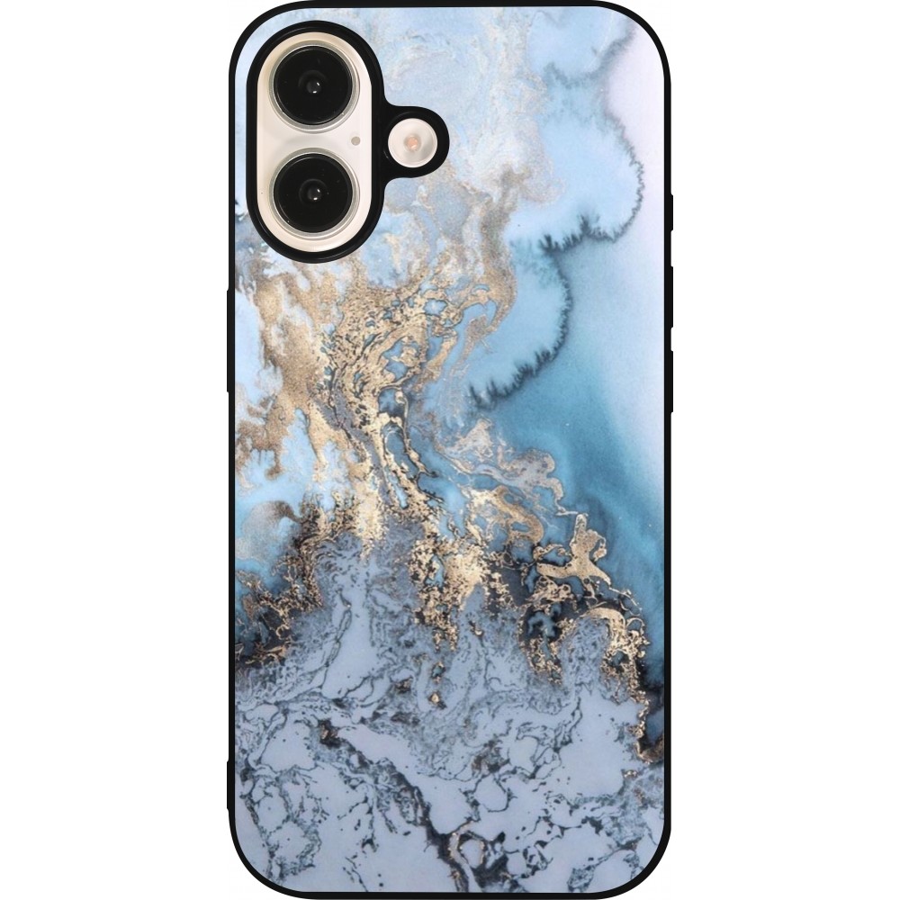 iPhone 16 Case Hülle - Silikon schwarz Marble 04