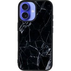 Coque iPhone 16 - Silicone rigide noir Marble Black 01