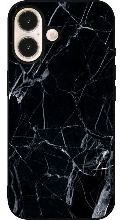 iPhone 16 Case Hülle - Silikon schwarz Marble Black 01