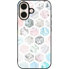 Coque iPhone 16 - Silicone rigide noir Marble Everything