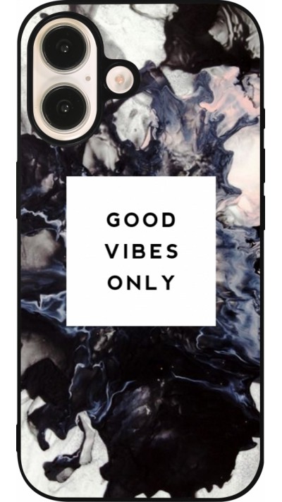iPhone 16 Case Hülle - Silikon schwarz Marble Good Vibes Only