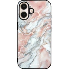 iPhone 16 Case Hülle - Silikon schwarz Rosa Leuchtender Marmor