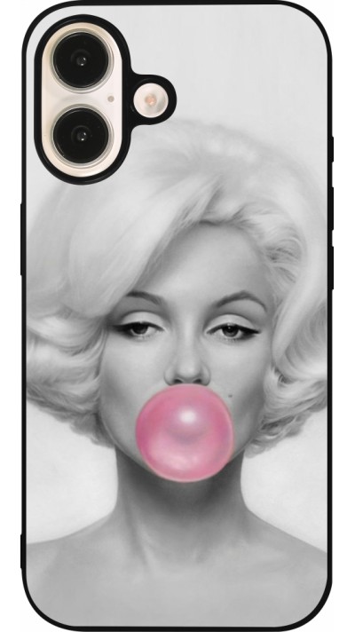 iPhone 16 Case Hülle - Silikon schwarz Marilyn Bubble