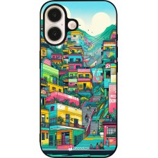 Coque iPhone 16 - Silicone rigide noir Medellin Comuna 13 Art