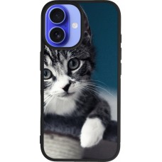 Coque iPhone 16 - Silicone rigide noir Meow 23