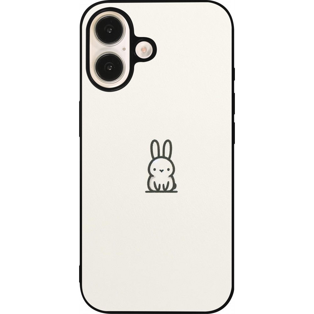 Coque iPhone 16 - Silicone rigide noir Minimal bunny cutie