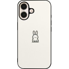 Coque iPhone 16 - Silicone rigide noir Minimal bunny cutie