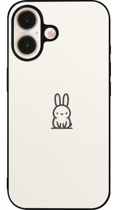 Coque iPhone 16 - Silicone rigide noir Minimal bunny cutie