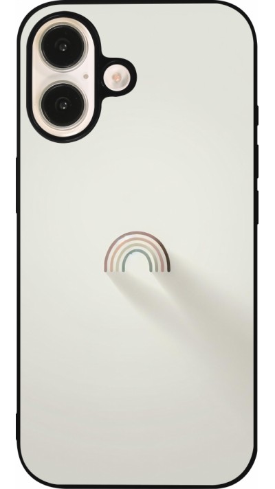 Coque iPhone 16 - Silicone rigide noir Mini Rainbow Minimal
