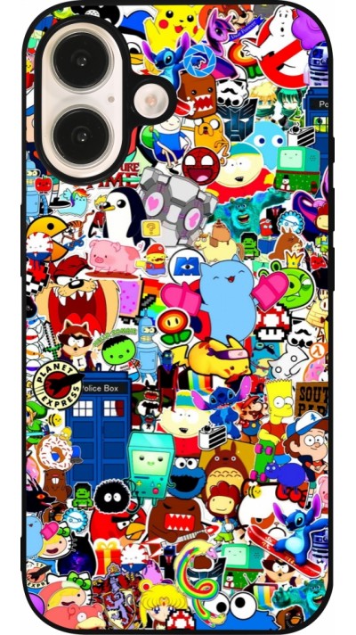 Coque iPhone 16 - Silicone rigide noir Mixed cartoons