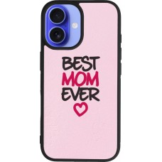 Coque iPhone 16 - Silicone rigide noir Mom 2023 best Mom ever pink