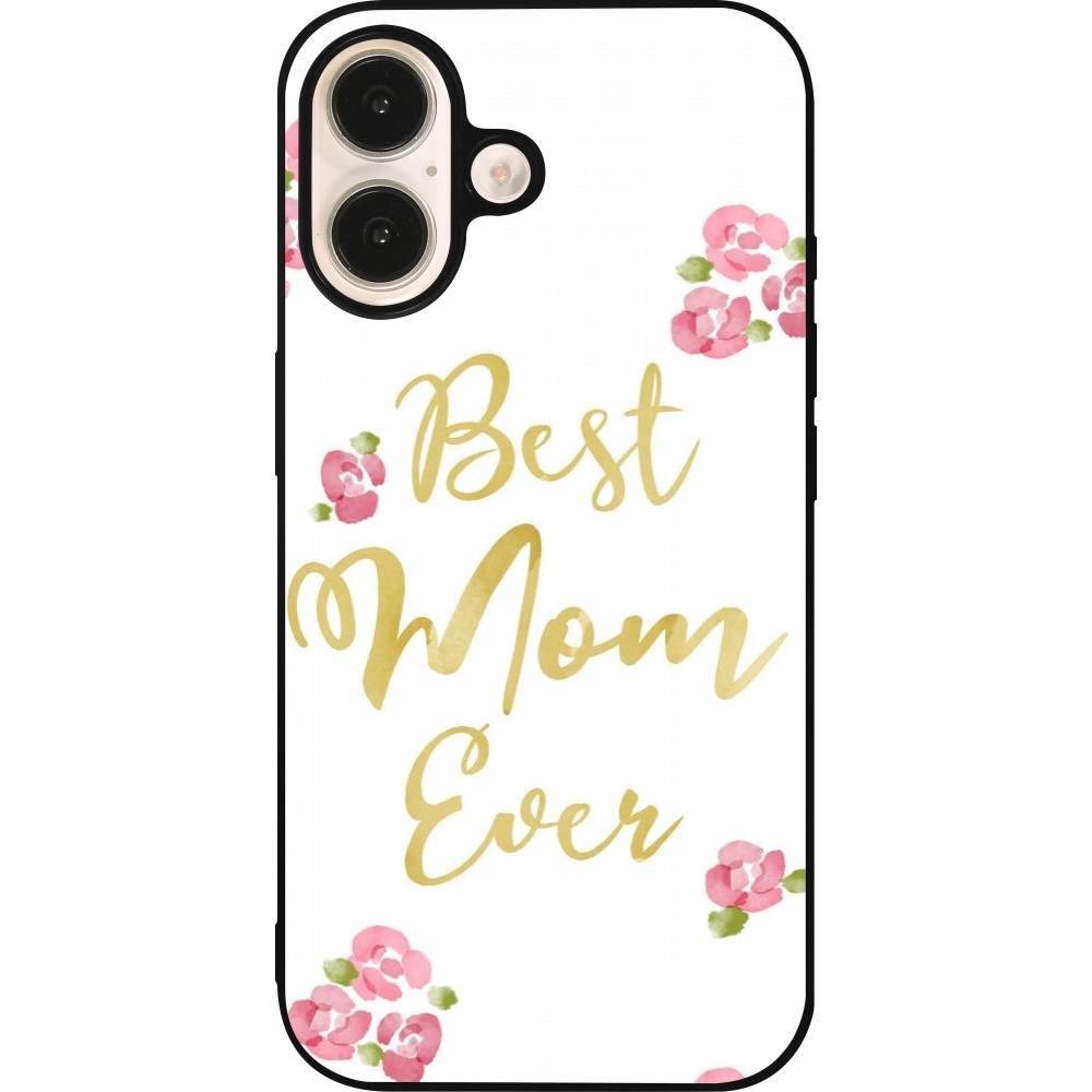 Coque iPhone 16 - Silicone rigide noir Mom 2024 best Mom ever