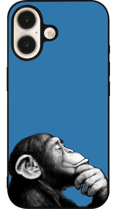 Coque iPhone 16 - Silicone rigide noir Monkey Pop Art