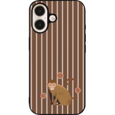 Coque iPhone 16 - Silicone rigide noir Monkey with stripes