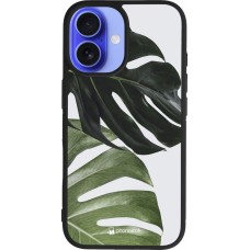 Coque iPhone 16 - Silicone rigide noir Monstera Plant