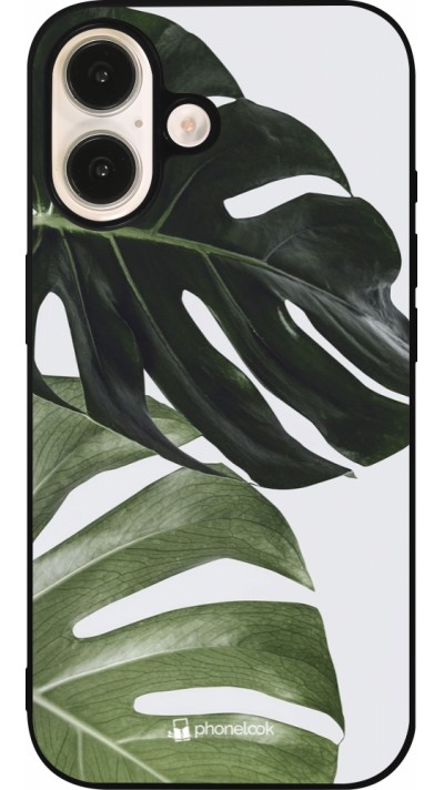 Coque iPhone 16 - Silicone rigide noir Monstera Plant