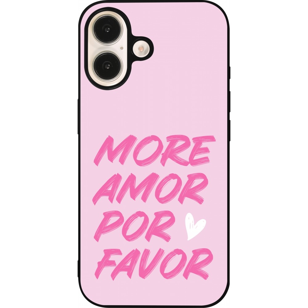Coque iPhone 16 - Silicone rigide noir More amor porfavor