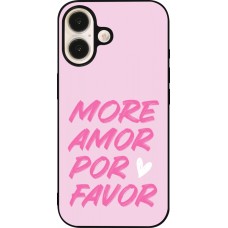Coque iPhone 16 - Silicone rigide noir More amor porfavor