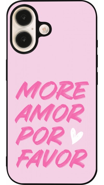 Coque iPhone 16 - Silicone rigide noir More amor porfavor