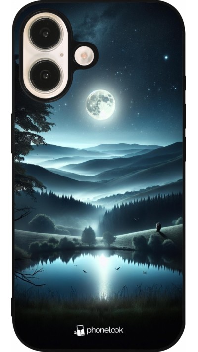 Coque iPhone 16 - Silicone rigide noir Night Sky View
