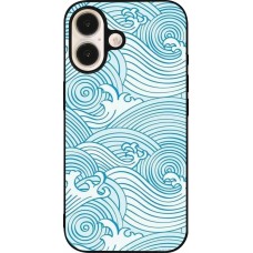 Coque iPhone 16 - Silicone rigide noir Ocean Waves