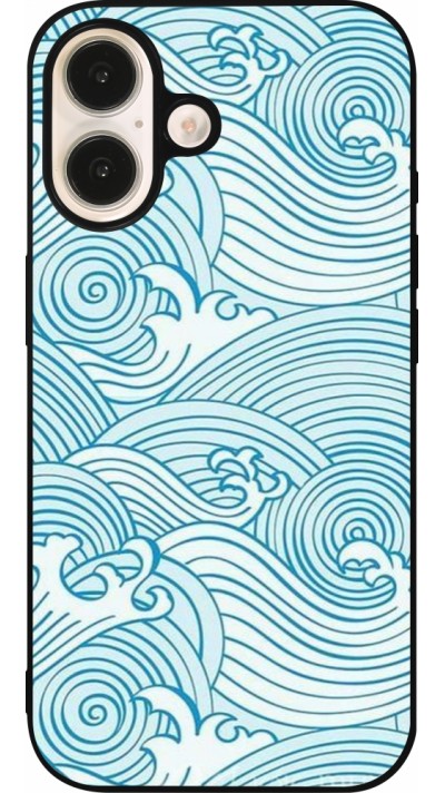 Coque iPhone 16 - Silicone rigide noir Ocean Waves