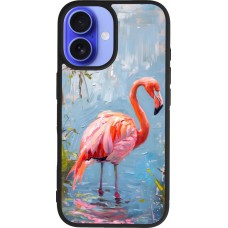 Coque iPhone 16 - Silicone rigide noir Paint Flamingo