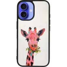 iPhone 16 Case Hülle - Silikon schwarz Pink Girafe Paint