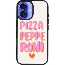Coque iPhone 16 - Silicone rigide noir Pizza pepperoni 2026
