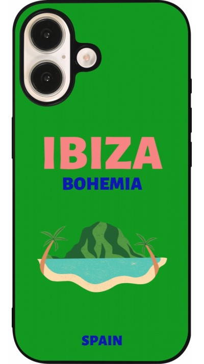 Coque iPhone 16 - Silicone rigide noir Pop Summer Destination Ibiza
