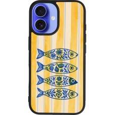 Coque iPhone 16 - Silicone rigide noir Portuguese fish 2026