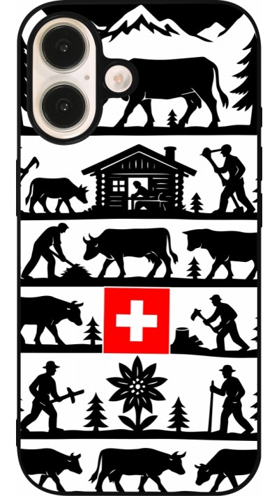 Coque iPhone 16 - Silicone rigide noir Poya Suisse 1