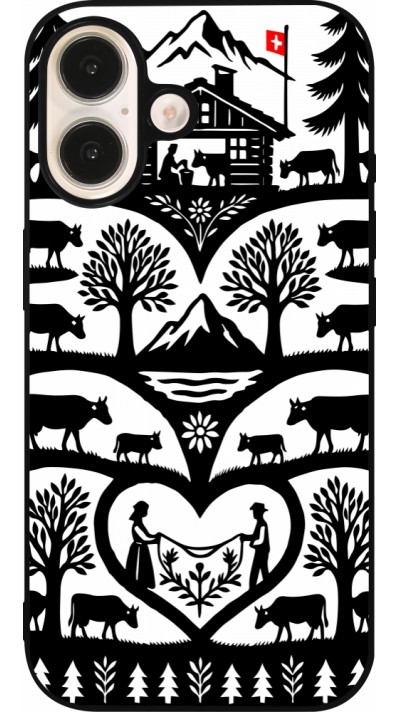 Coque iPhone 16 - Silicone rigide noir Poya Suisse 2