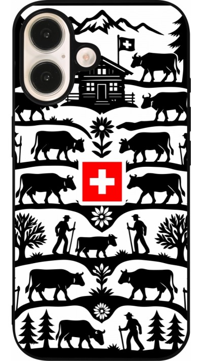 Coque iPhone 16 - Silicone rigide noir Poya Suisse 3