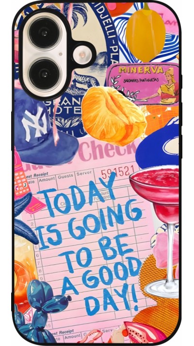 Coque iPhone 16 - Silicone rigide noir Preppy Today is Going to be a good day