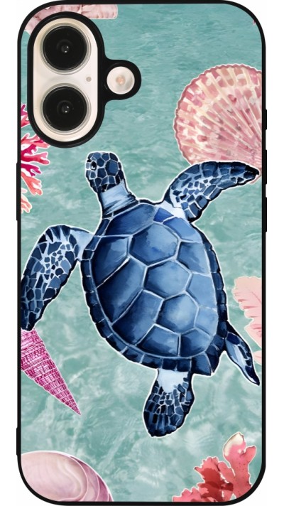 Coque iPhone 16 - Silicone rigide noir Preppy Turtle