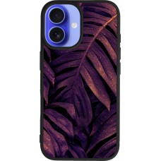 Coque iPhone 16 - Silicone rigide noir Purple Light Leaves