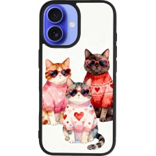 Coque iPhone 16 - Silicone rigide noir Saint Valentines Day 26 Cat Love