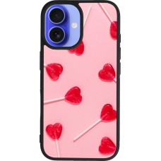Coque iPhone 16 - Silicone rigide noir Saint Valentines Day 26 Lollipop